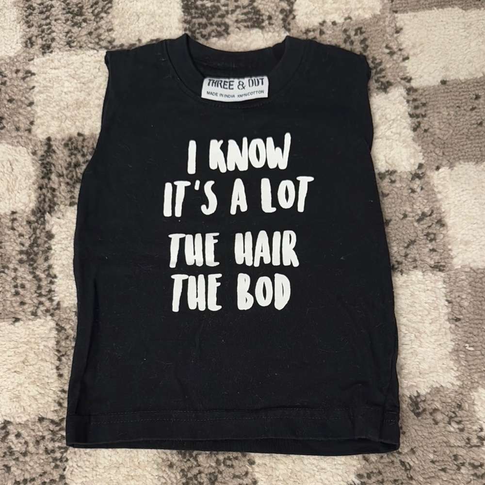 Black Tank Top with Bold Text Print